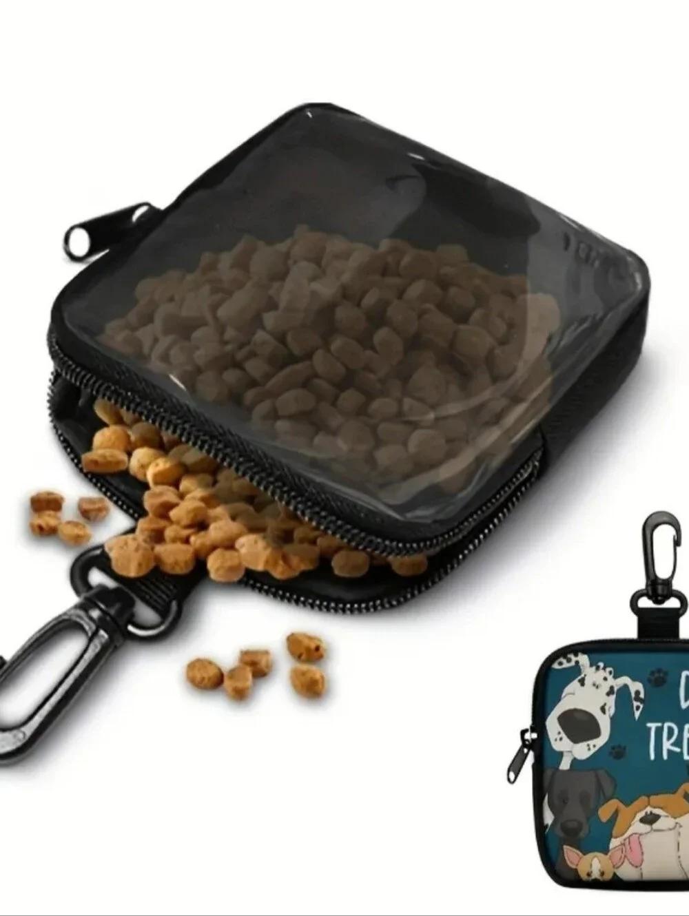 Dog Treat Pouch with Clip - Teal Dog Treats Design